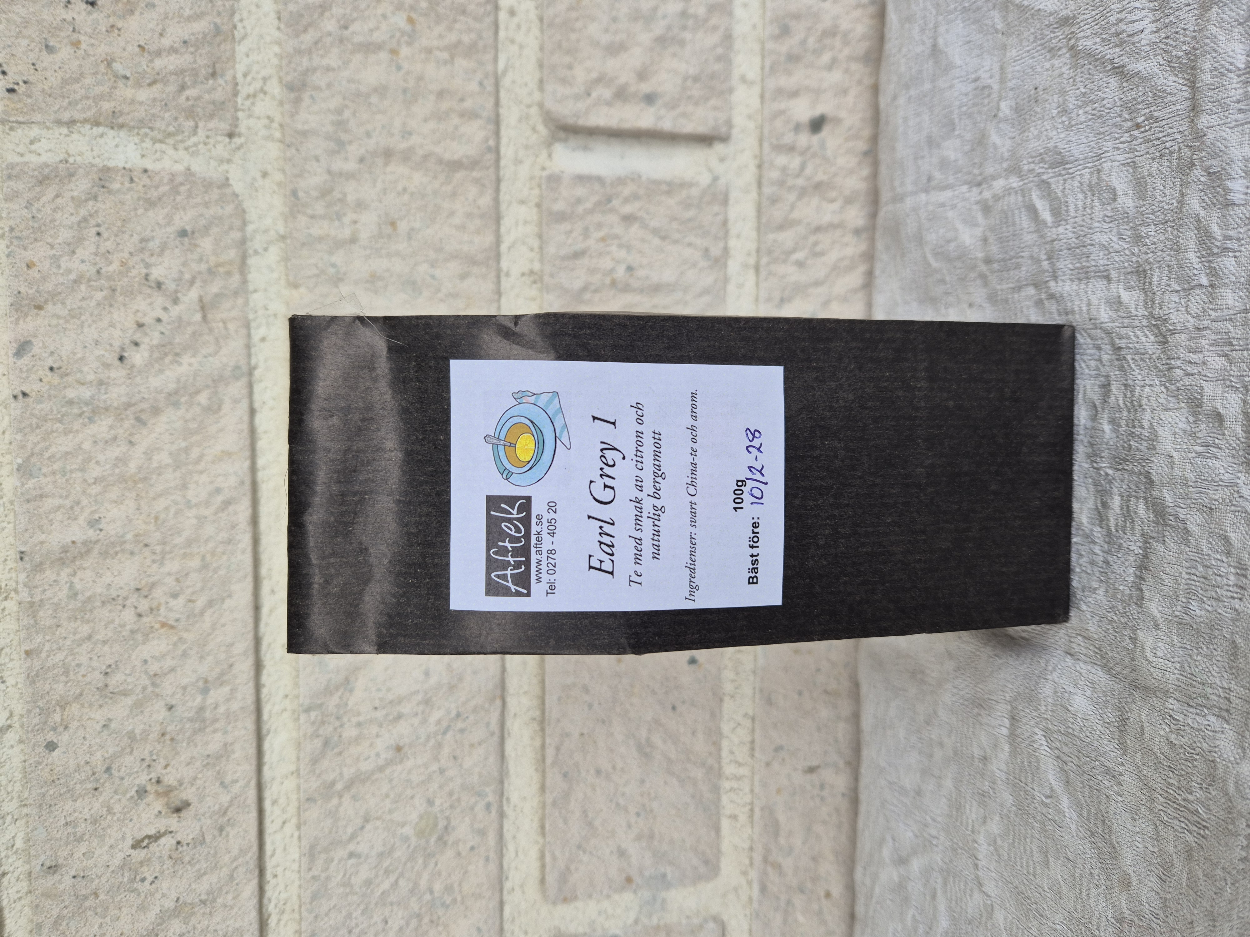 Förpackat svart te, Earl Grey 1, 100g, Aftek