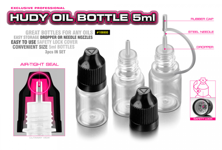 HUDY Oljeflaska med stålspets 5ml 3 pack - 2