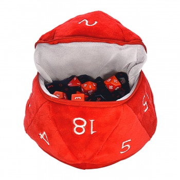 UP - Red and White D20 Plush Dice Bag for Dungeons & Dragons