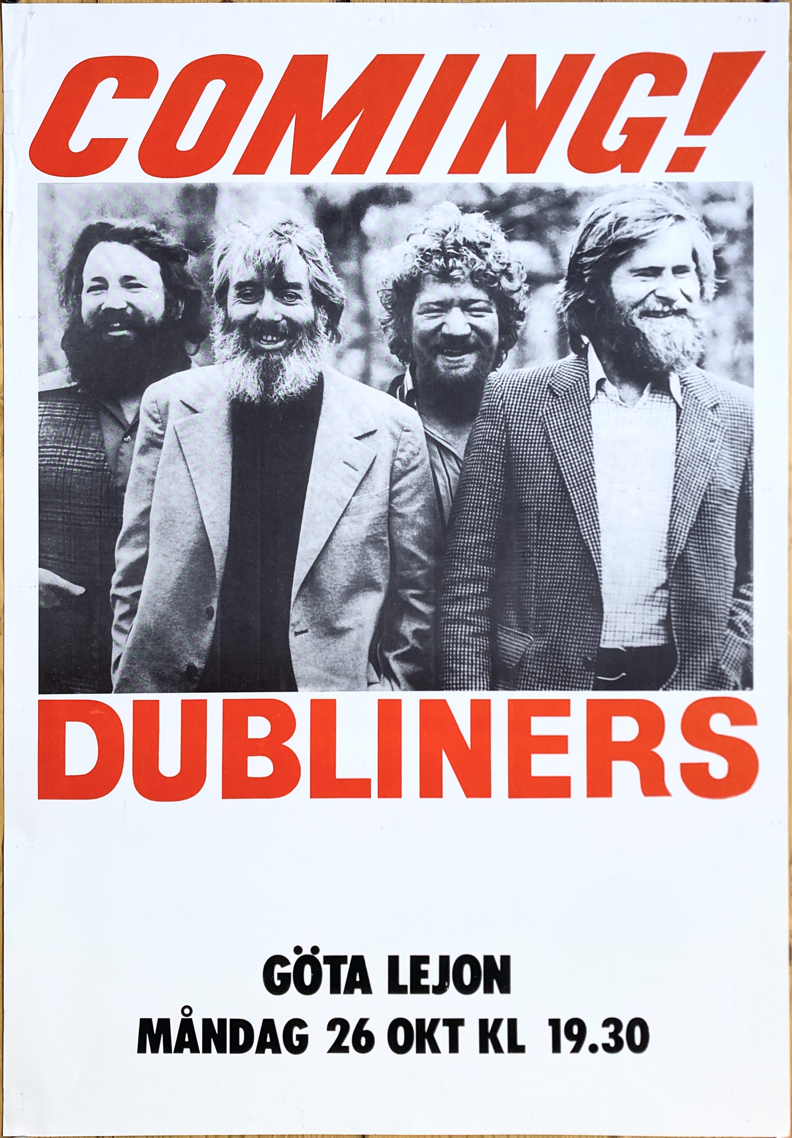 THE DUBLINERS - Stockholm 26 Oct Concert poster (1981)