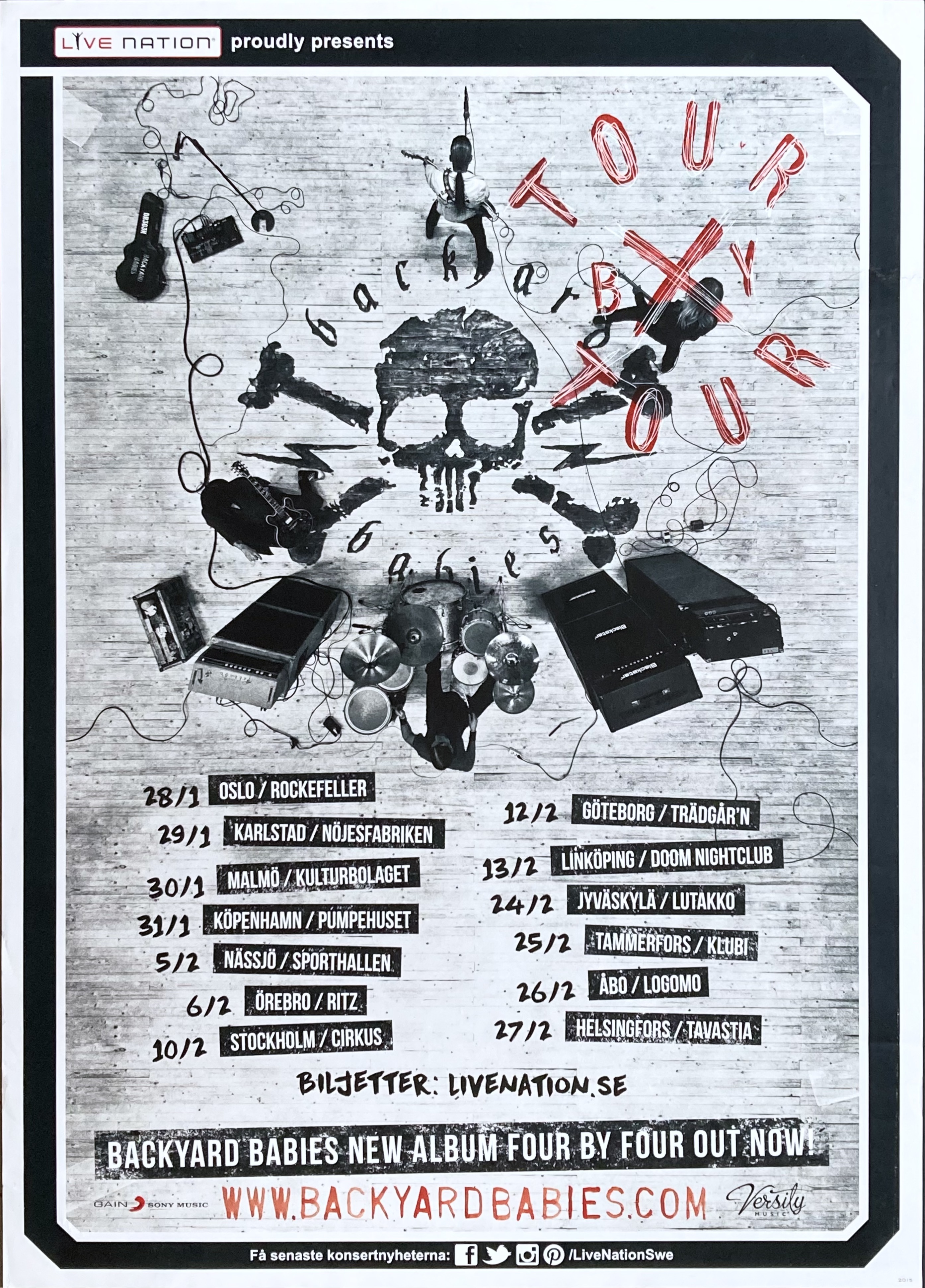 BACKYARD BABIES - Swedish / European TOUR poster (2016) 
