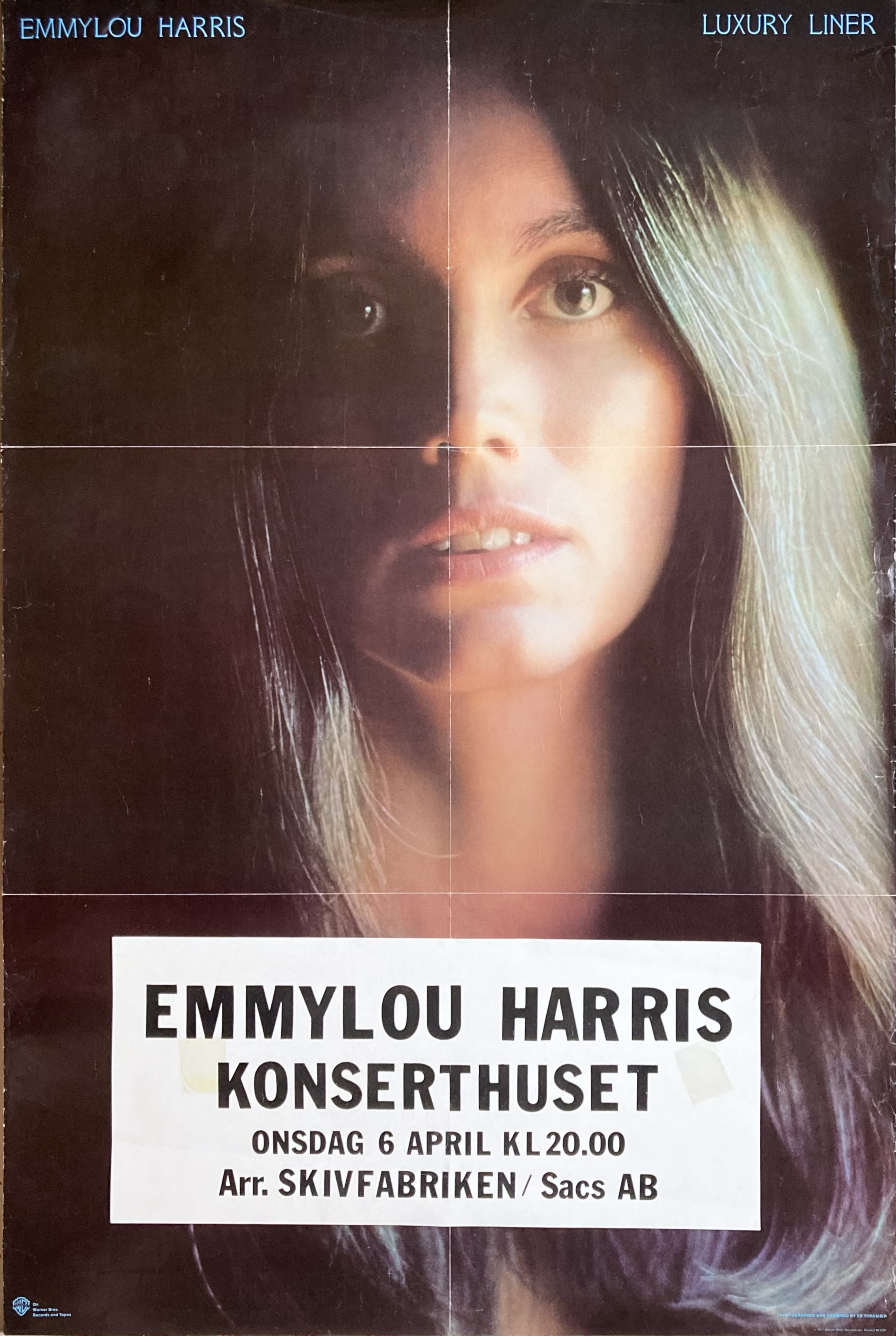 Nostalgipalatset - EMMYLOU HARRIS - Stockholm 6 Apr Concert poster (1977)