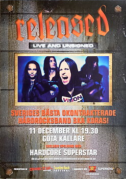 HARDCORE SUPERSTAR, RELEASED - Stockholm  11 Dec Konsertaffisch (2010) 