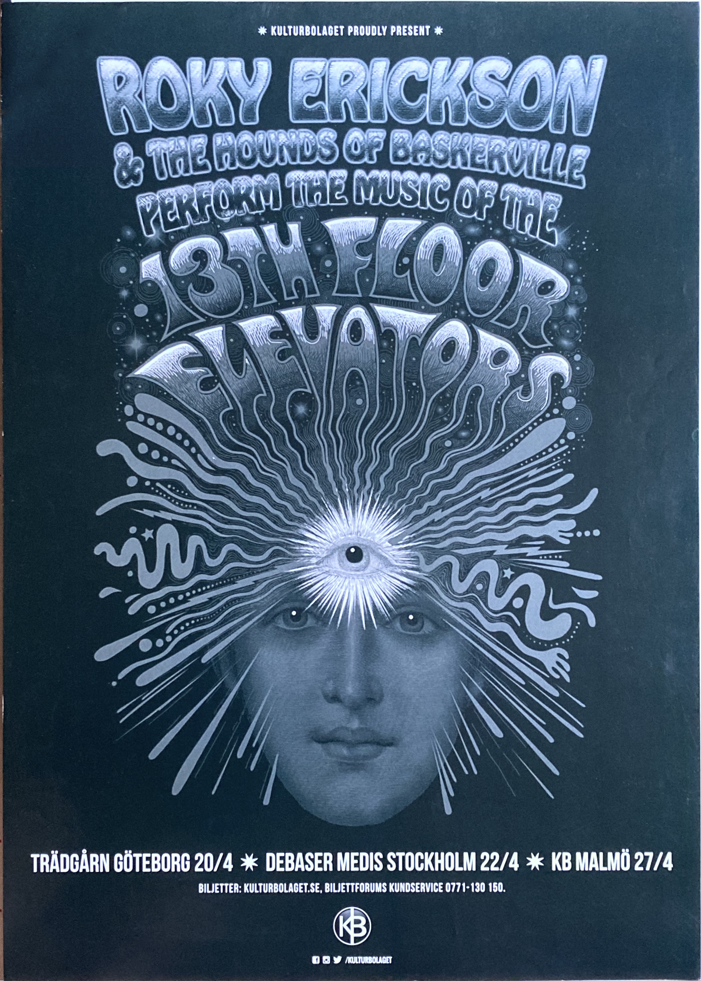 ROKY ERICKSON - Göteborg + Stockholm + Malmö 20-27 Apr Konsertaffisch (2016) 