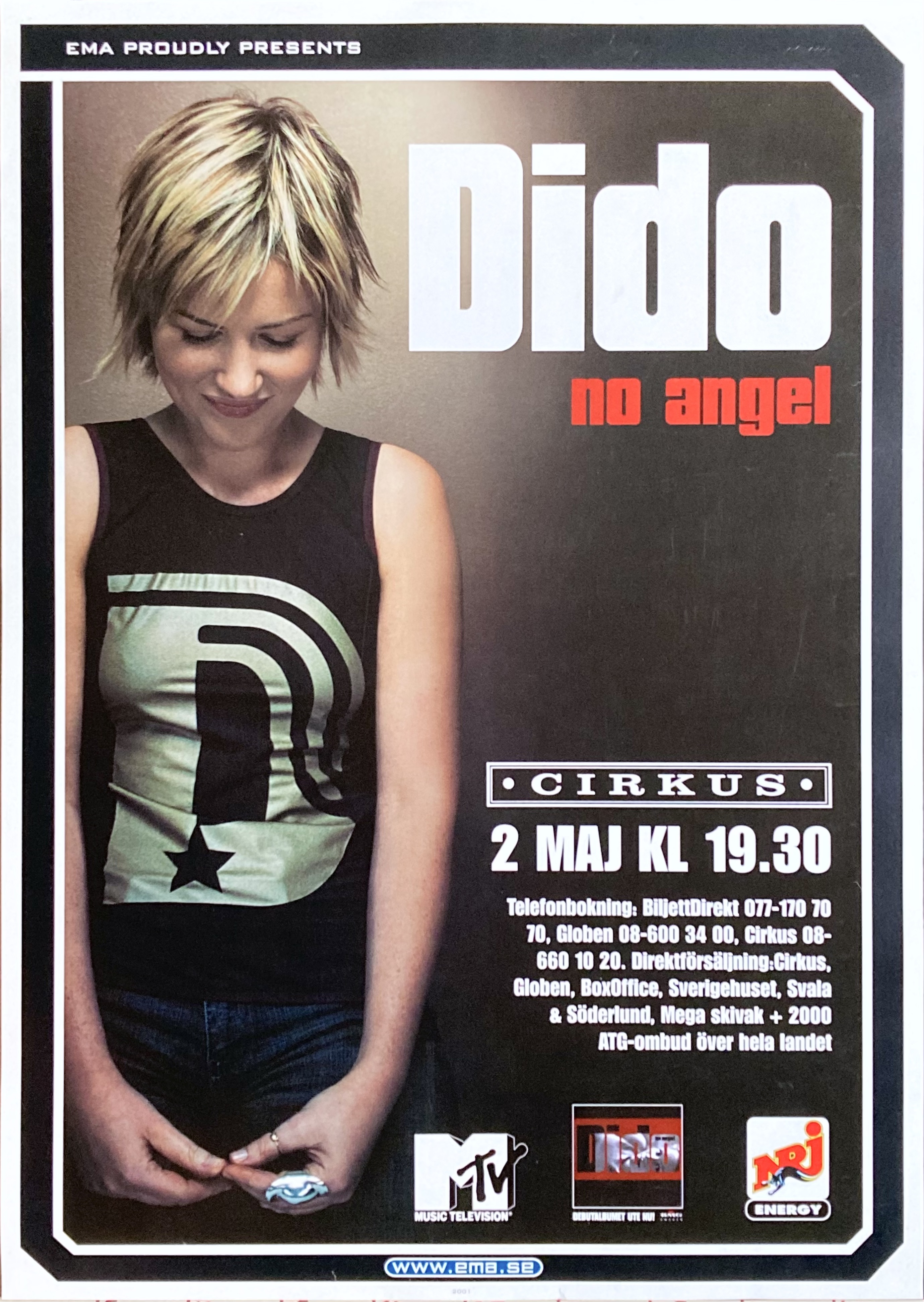 DIDO - Stockholm 2 May Concert poster (1999)