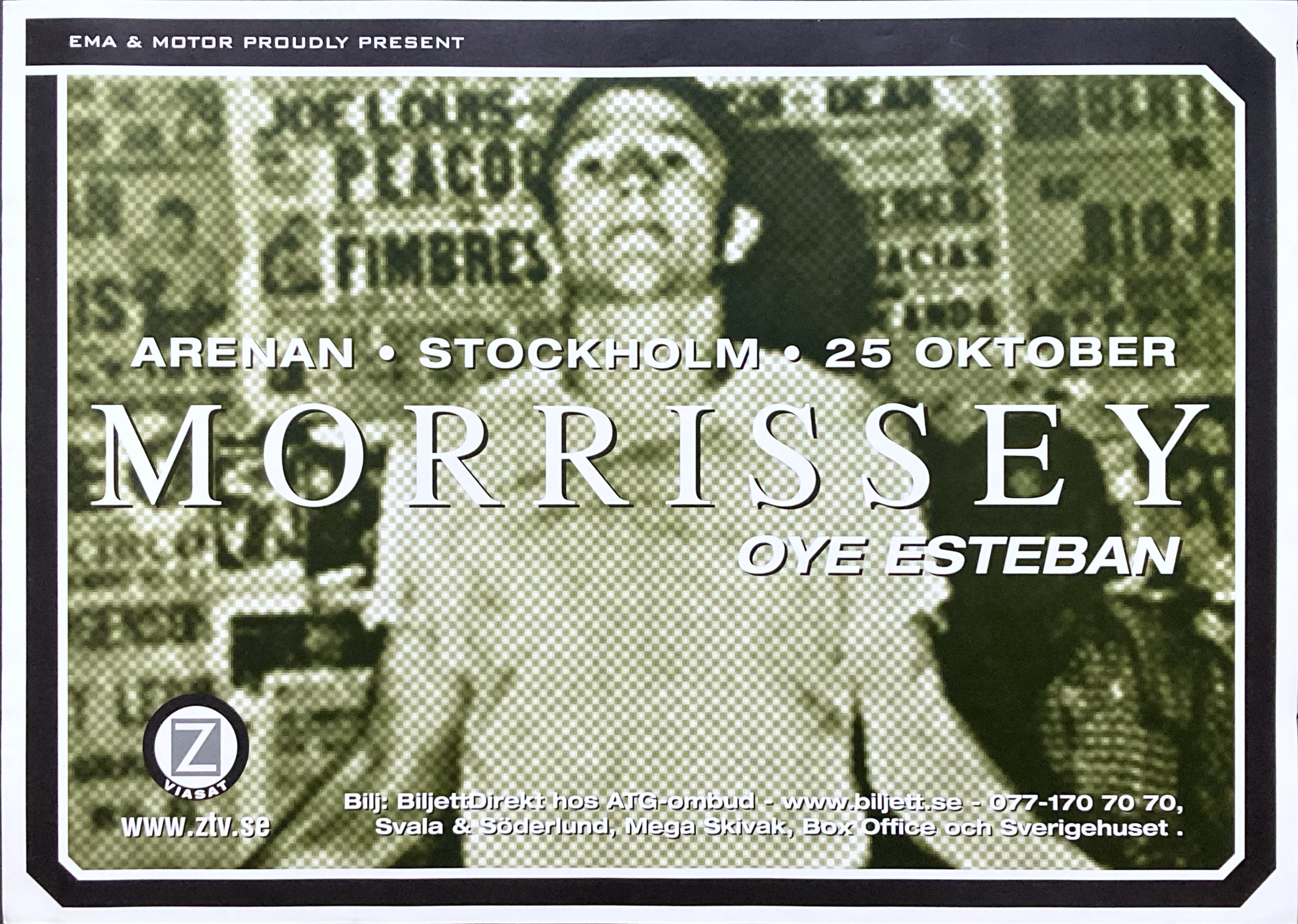 MORRISSEY - Stockholm 25 Oct Concert poster (1999)