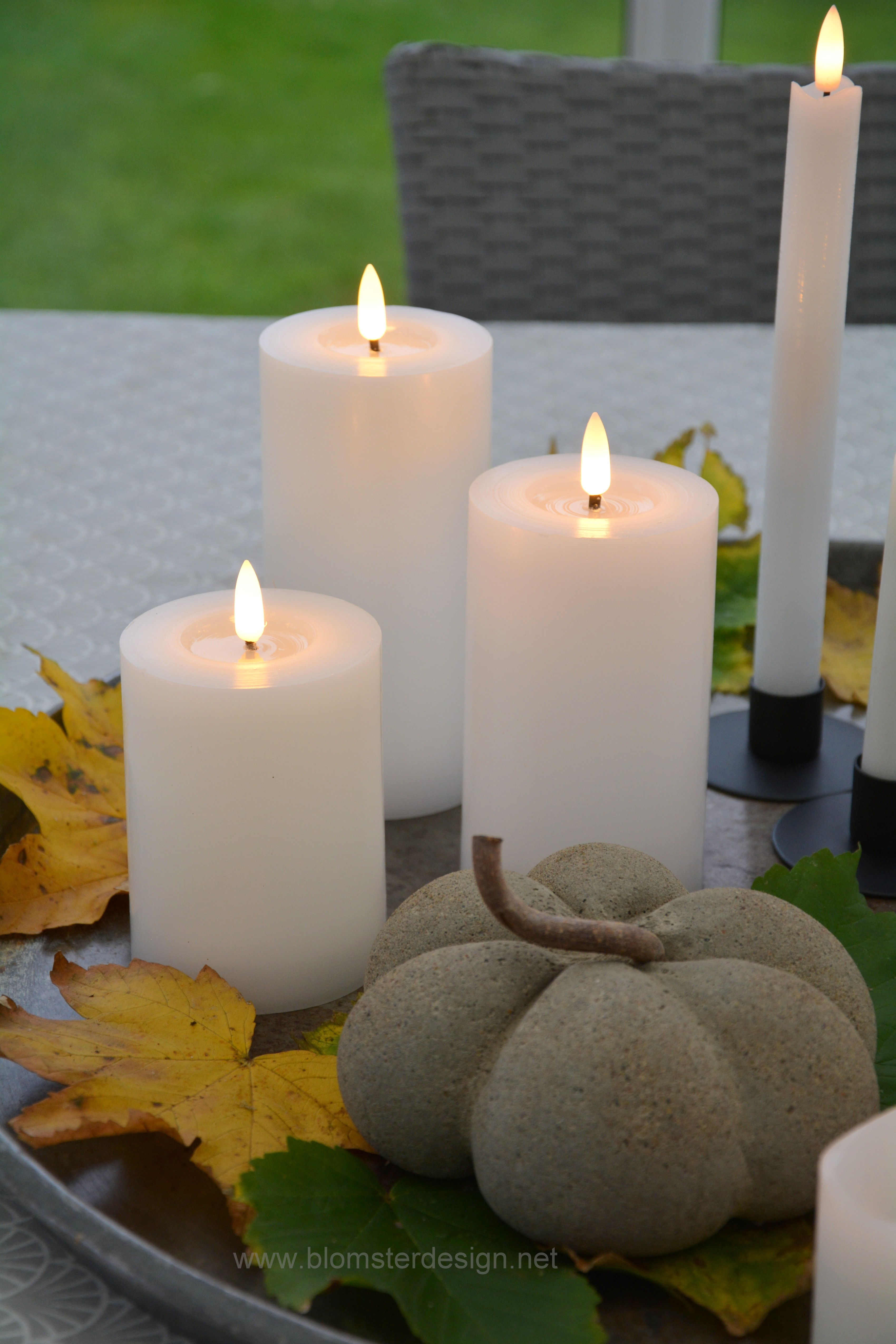 Blockljus vitt 12,5 cm S. LED batteriljus flow vax med timer - 6