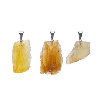 Yellow fluorite rough gemstone pendant