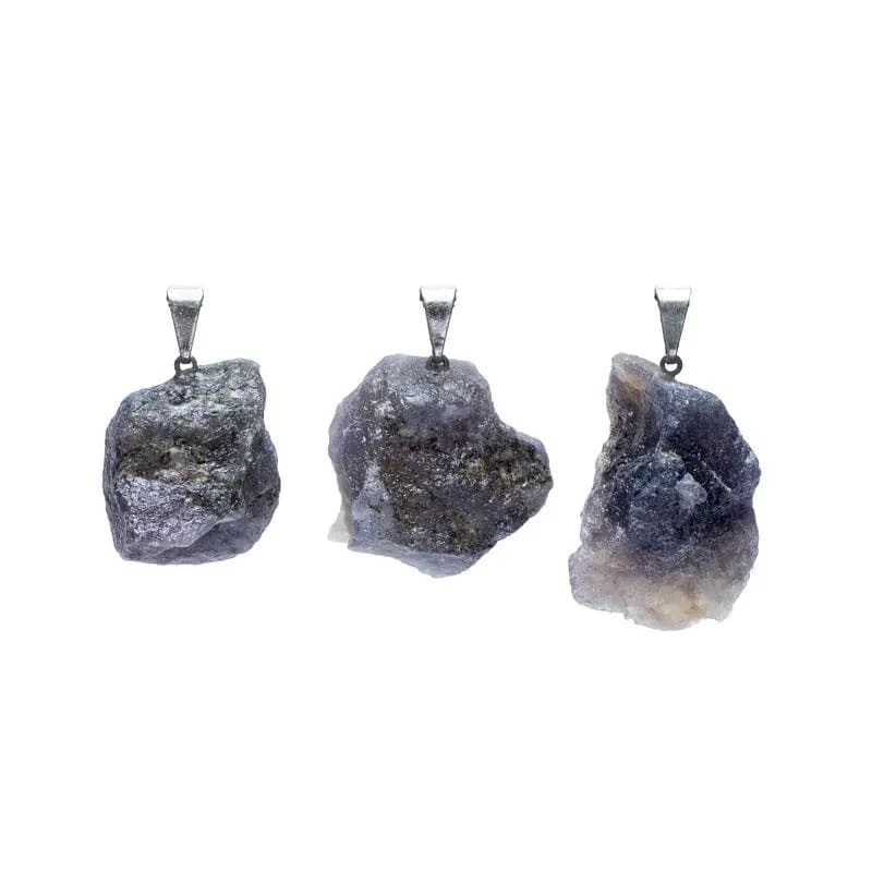 Iolite (Water Sapphire) Rough Gemstone Pendant 3pc