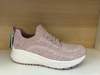 SKECHERS  dam-sko "BOBsS SPORT"  med Memory Foam innersula. Ljus rosa textil. Resår istället för snörning.