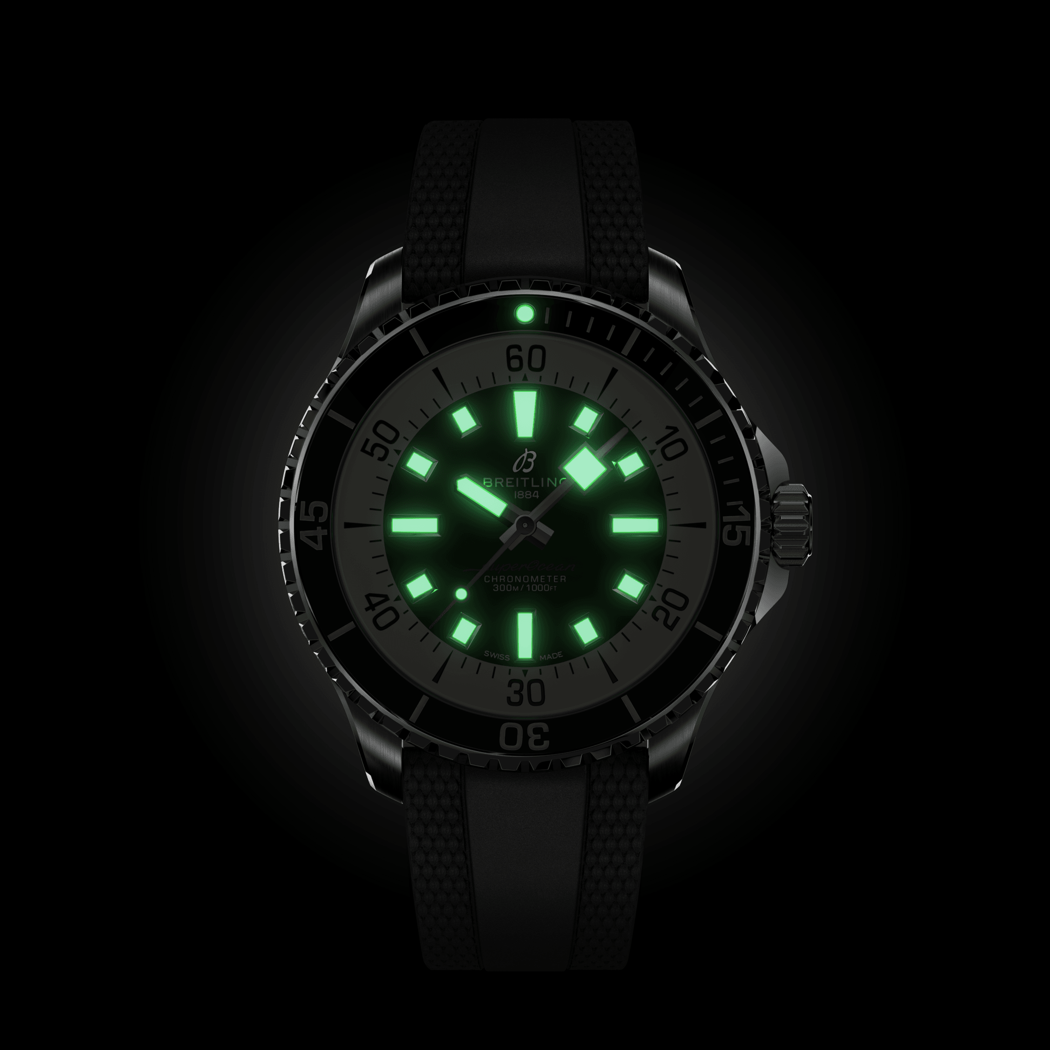 A17376111B1S1 Breitling Superocean Automatic 44 svart gummiband 
