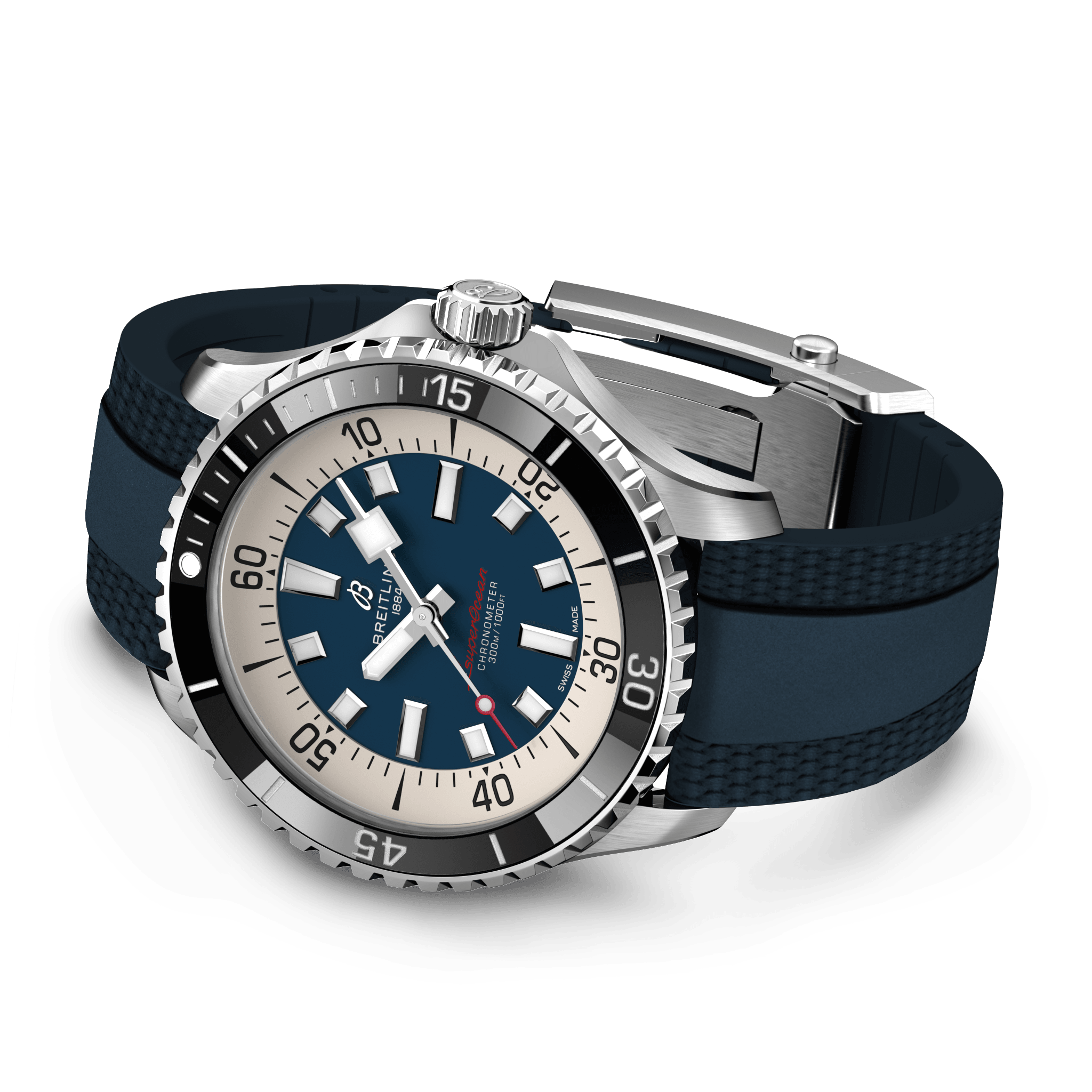 A17376211C1S1 Breitling Superocean Automatic 44 blå gummiband 