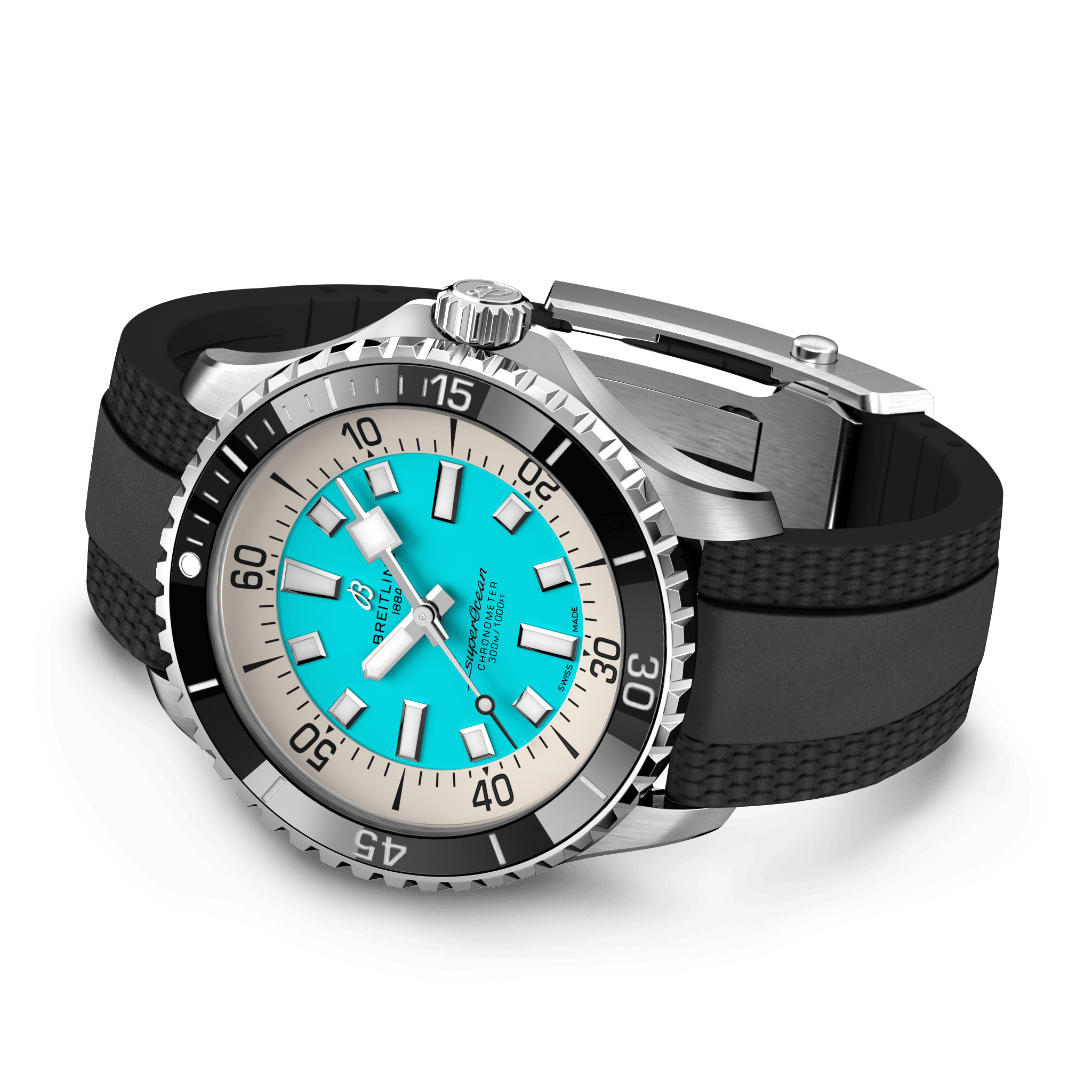 A17376211L2S1 Breitling Superocean Automatic 44 turkos gummiband 