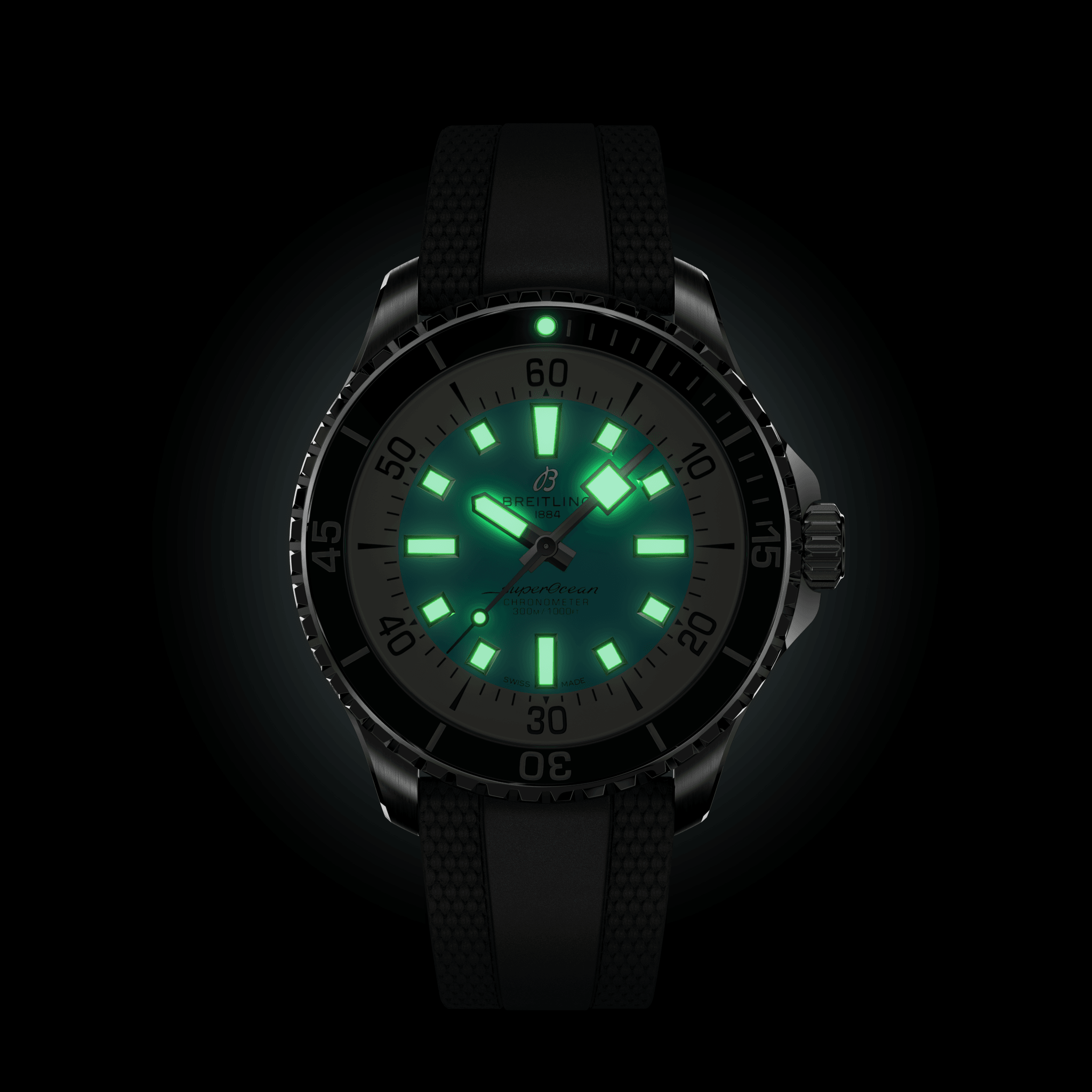 A17376211L2S1 Breitling Superocean Automatic 44 turkos gummiband 