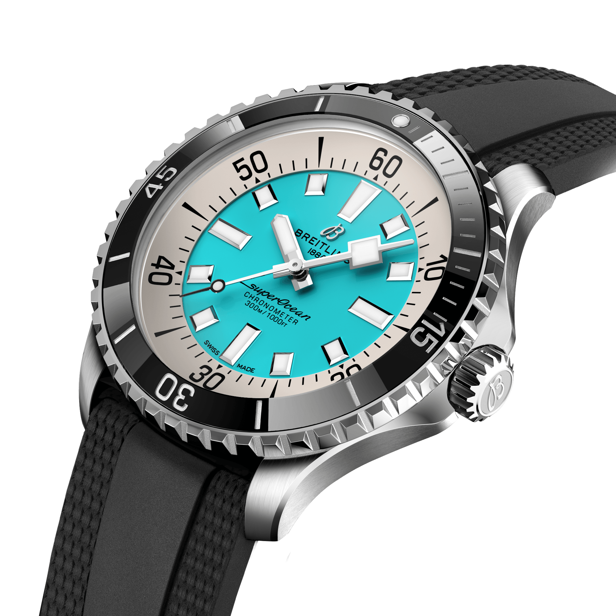 A17376211L2S1 Breitling Superocean Automatic 44 turkos gummiband 