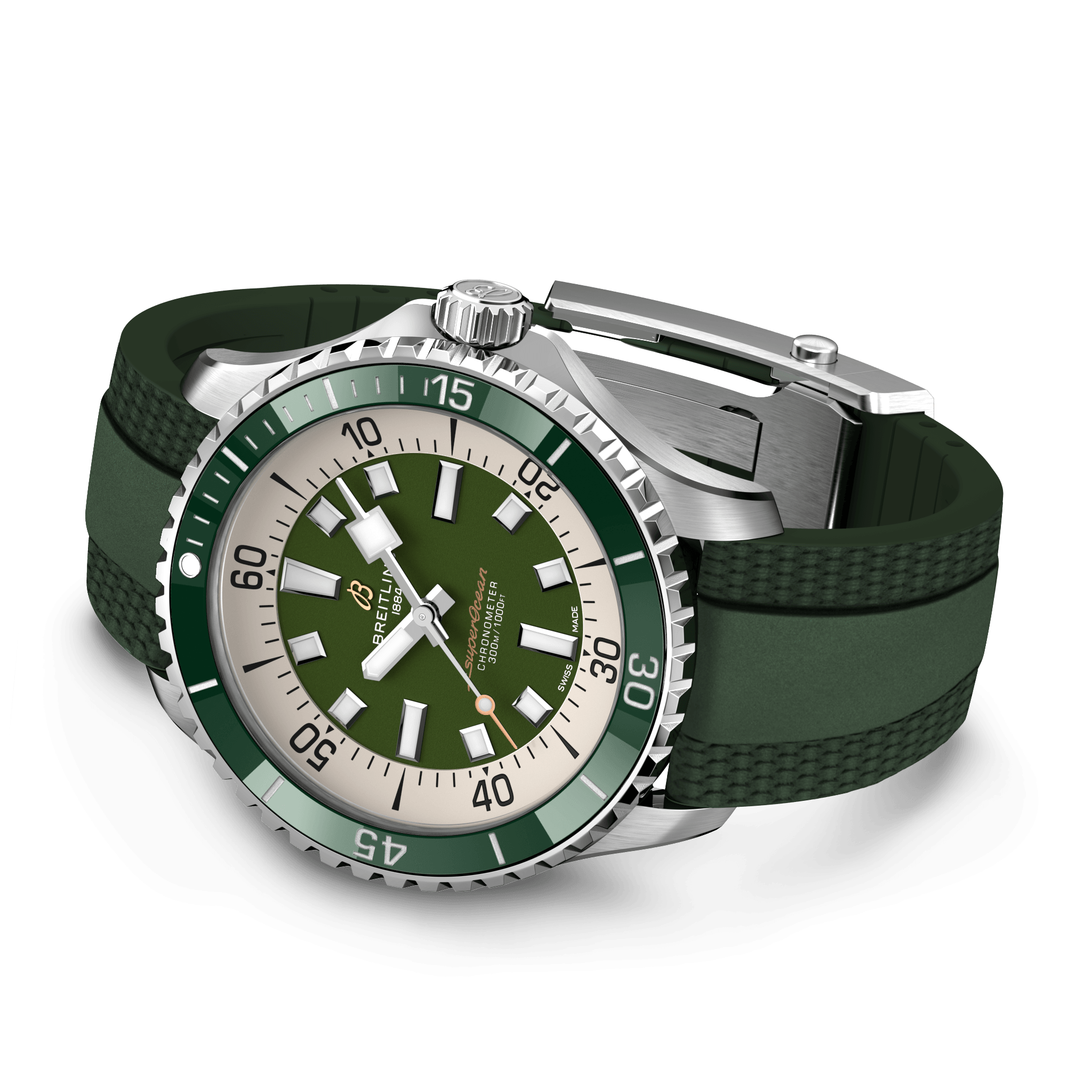 A17376A31L1S1 Breitling Superocean Automatic 44 grön gummiband 