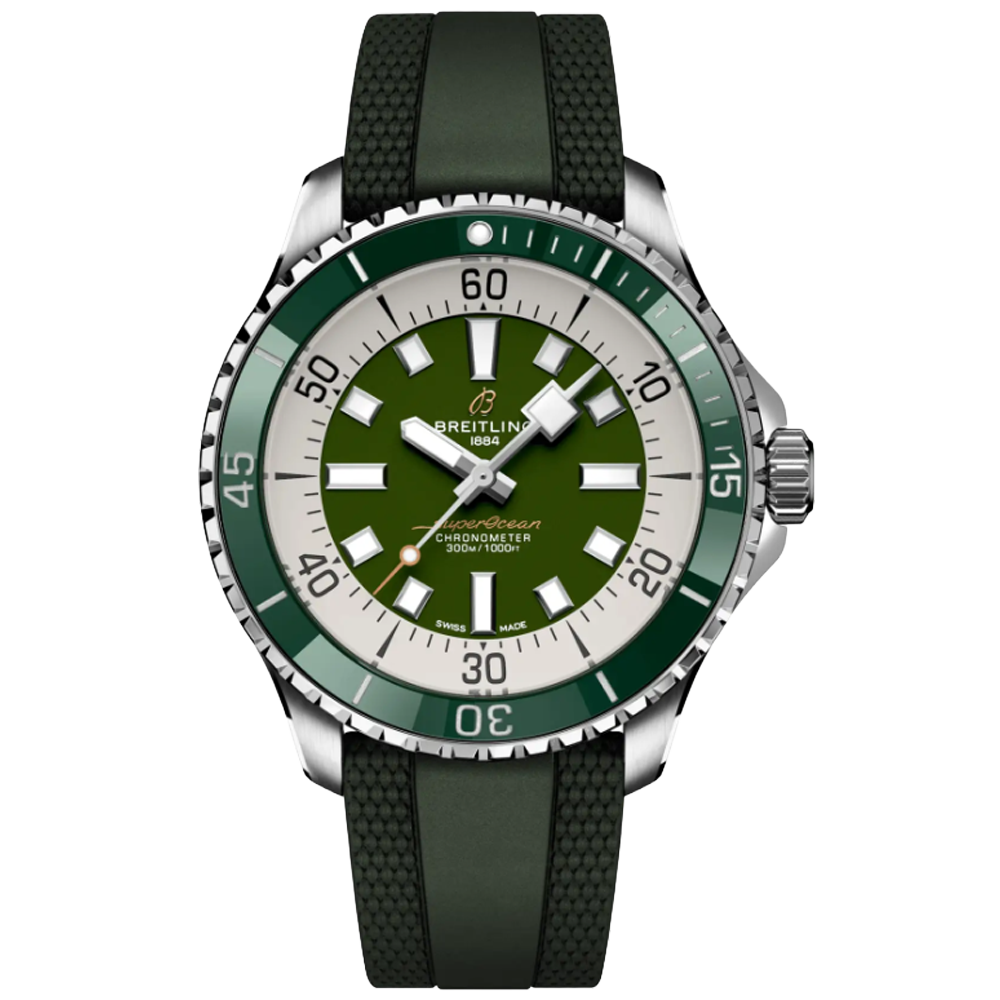 A17376A31L1S1 Breitling Superocean Automatic 44 grön gummiband 