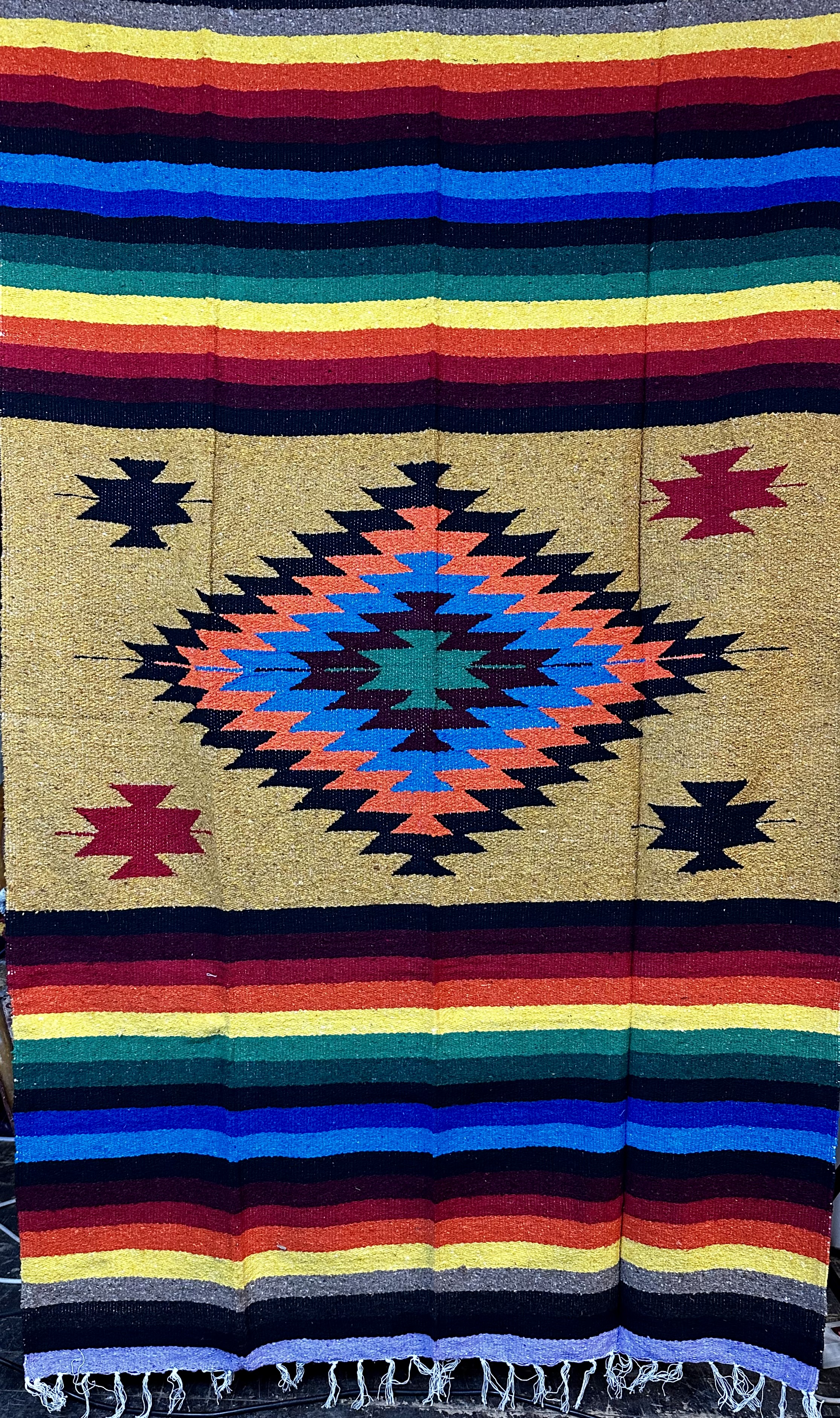 Mexicofilt senapsgul/regnbåge diamant 