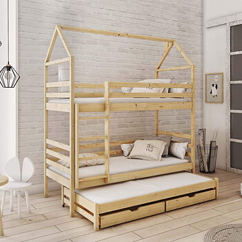 DALIA triple house bunk bed with storage