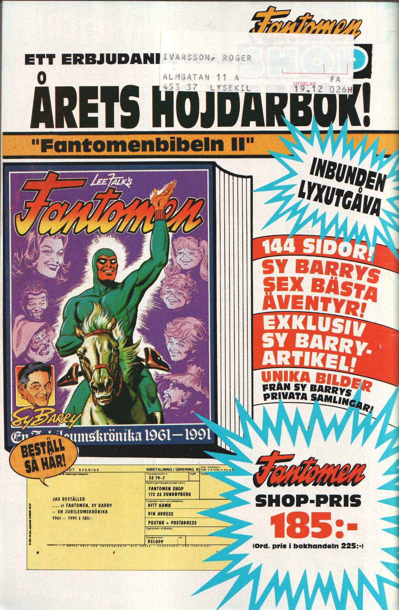 Fantomen nr 26 1991, Begagnad - 2
