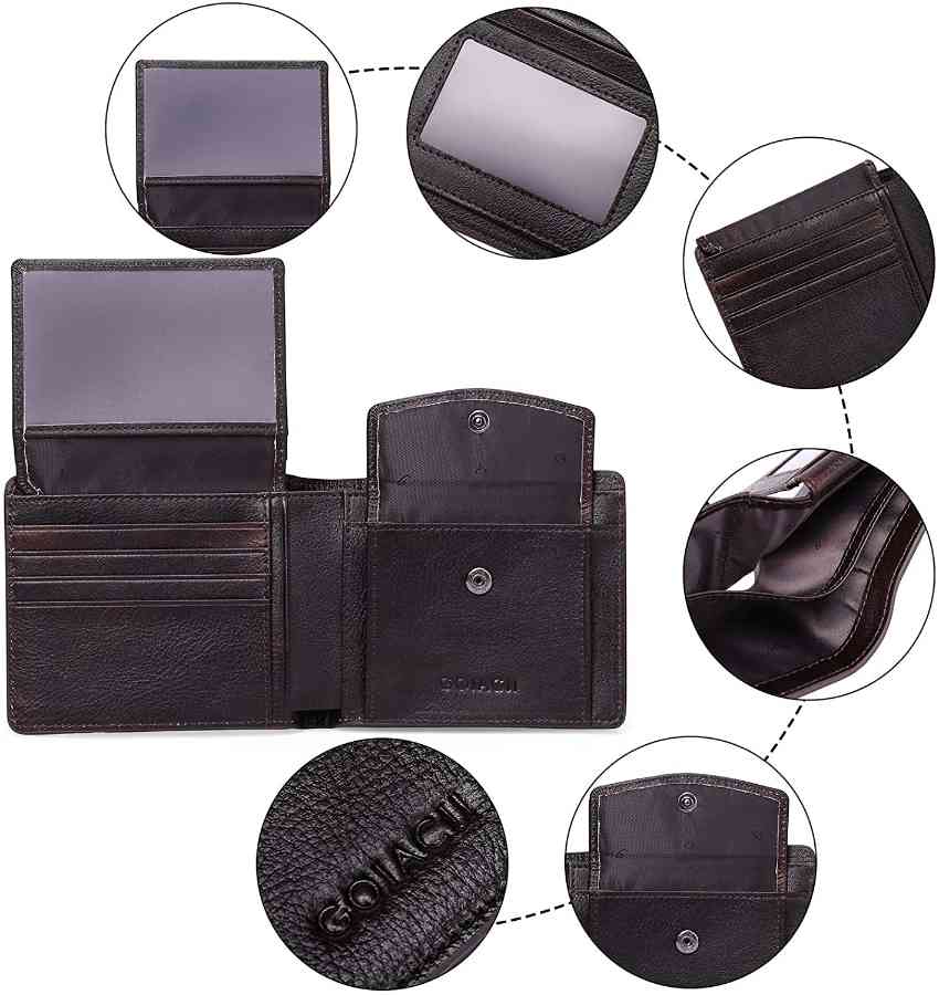 Men's wallets genuine leather RFID-blocking with coin pocket - 4