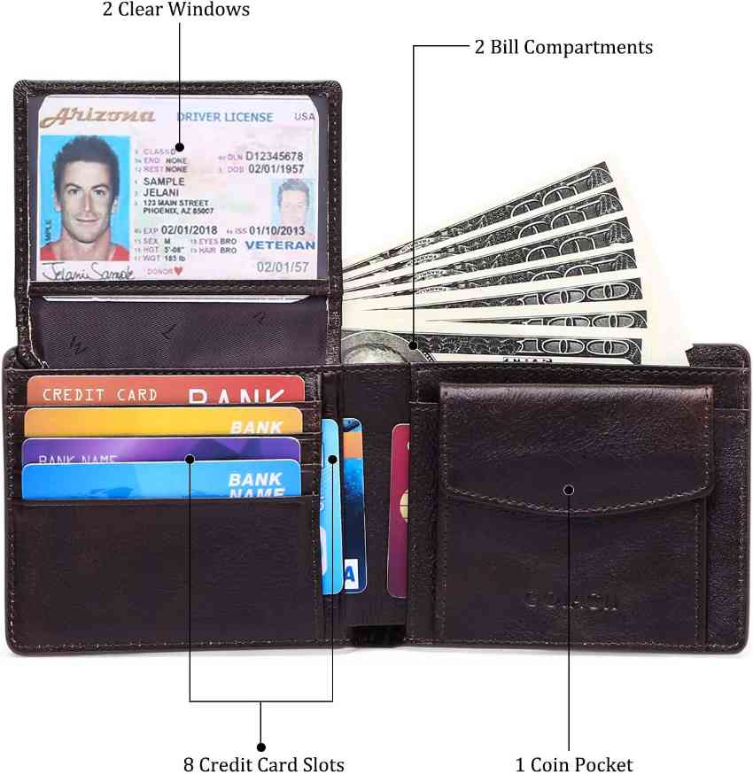 Men's wallets genuine leather RFID-blocking with coin pocket - 3