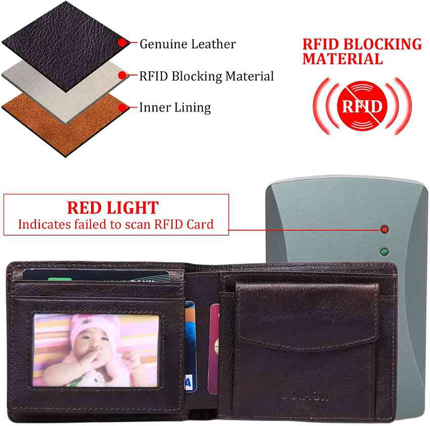 Men's wallets genuine leather RFID-blocking with coin pocket - 5