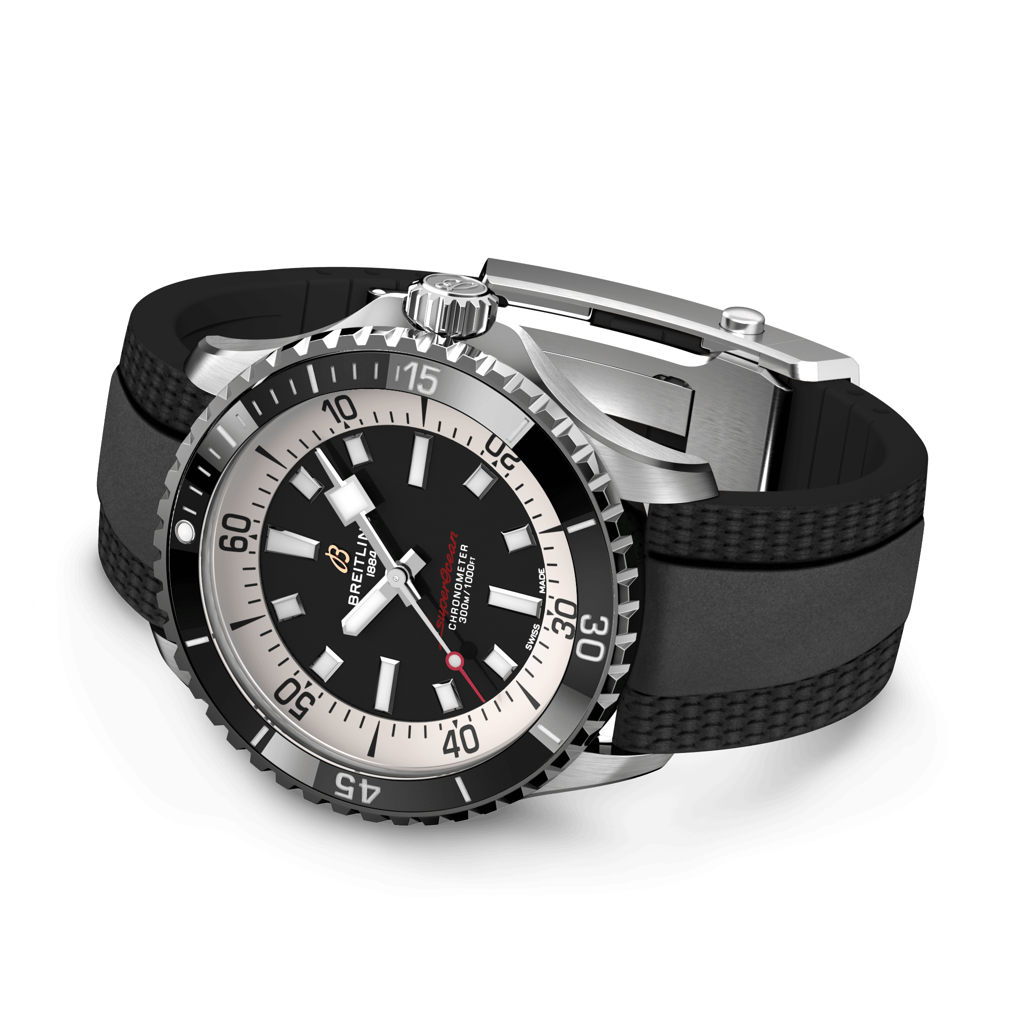 A17375211B1S1 Breitling Superocean Automatic 42 svart gummiband 