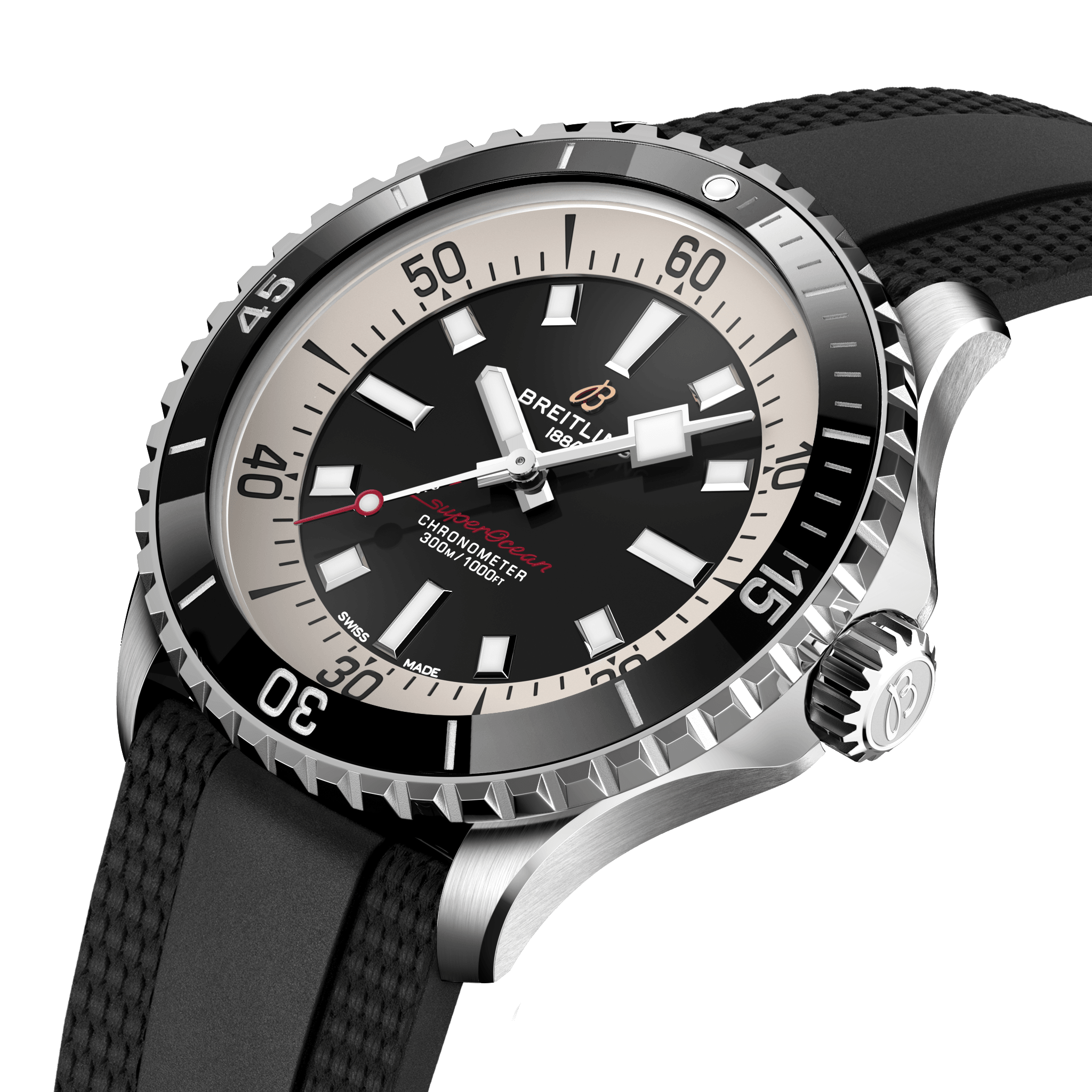 A17375211B1S1 Breitling Superocean Automatic 42 svart gummiband 