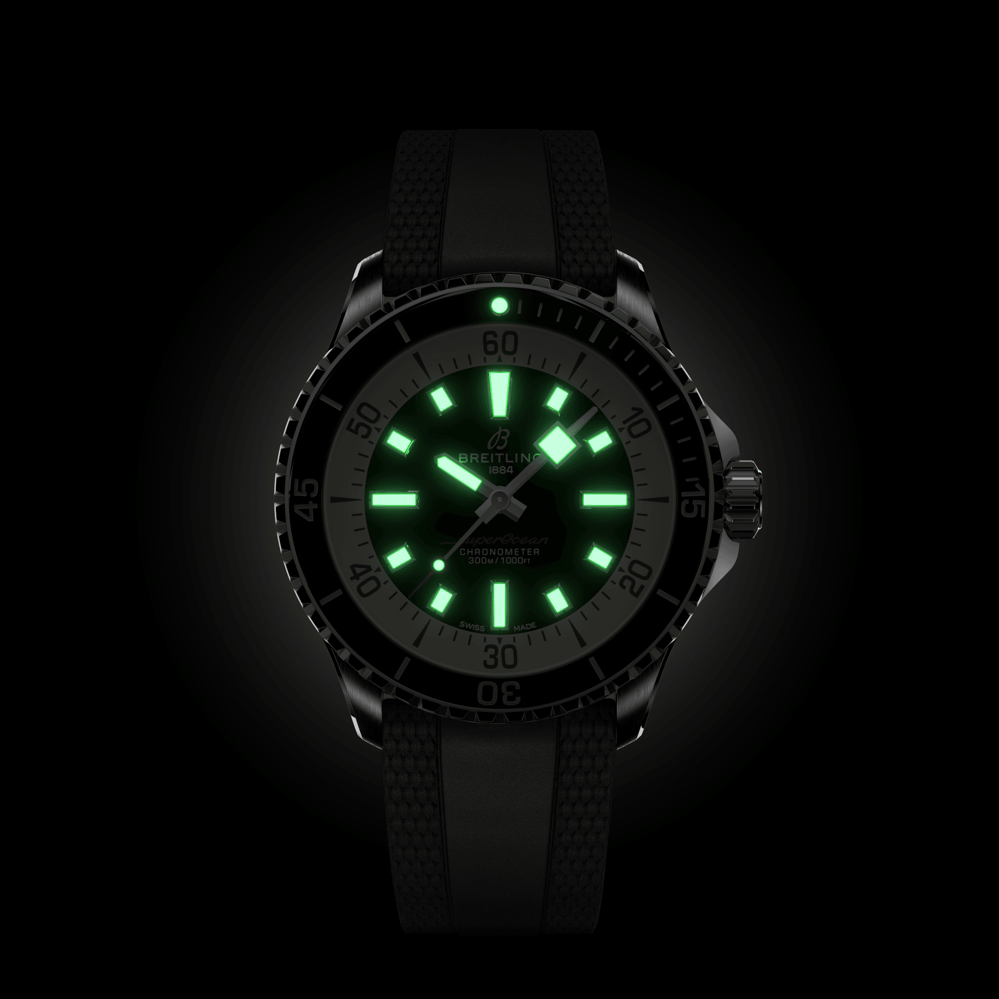 A17375211B1S1 Breitling Superocean Automatic 42 svart gummiband 