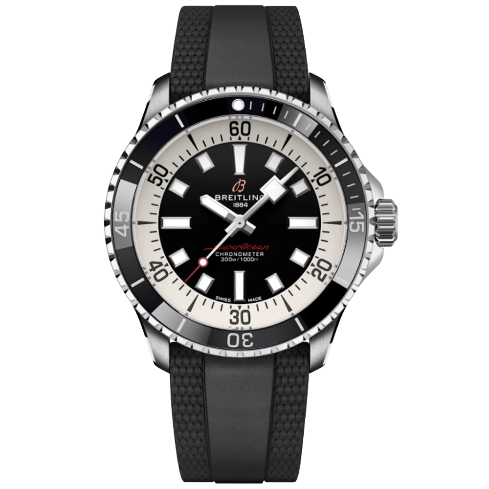 A17375211B1S1 Breitling Superocean Automatic 42 svart gummiband 