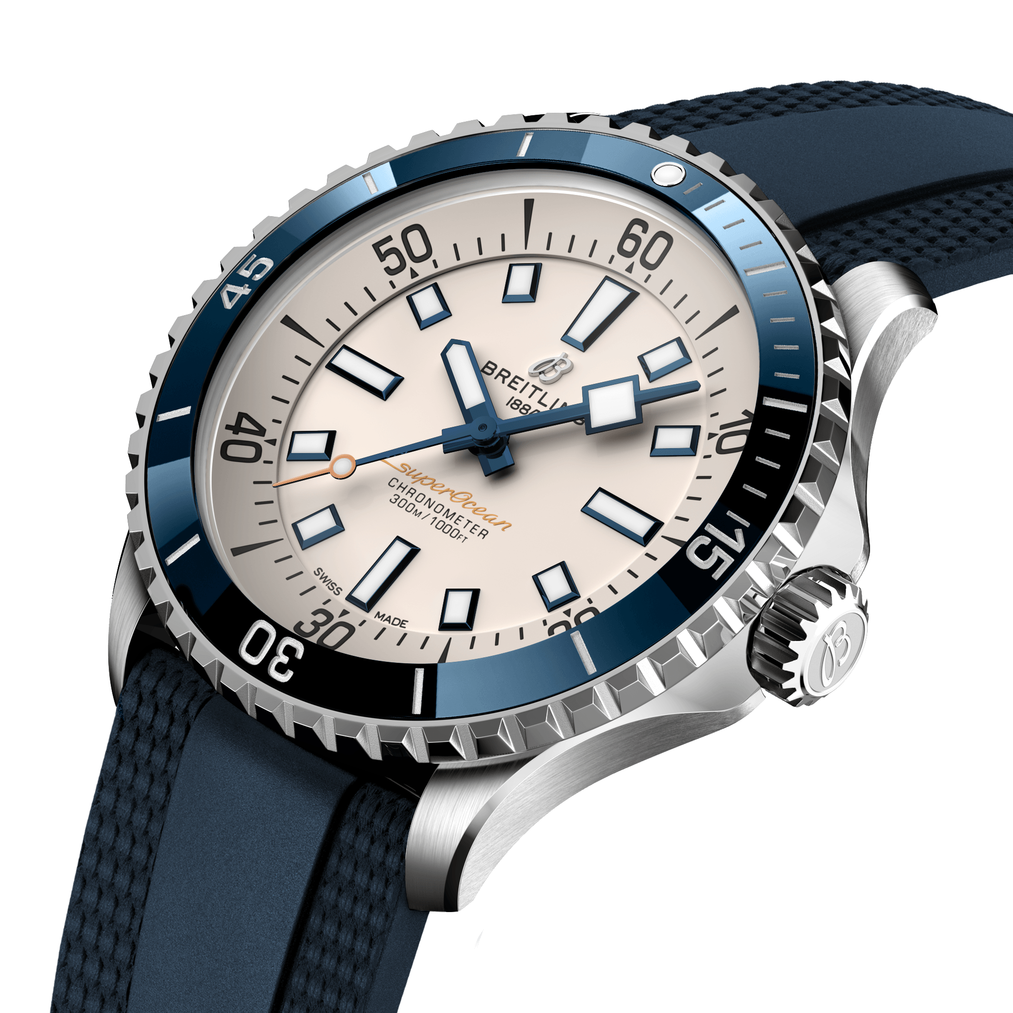 A17375E1G1S1 Breitling Superocean Automatic 42 vit gummiband 