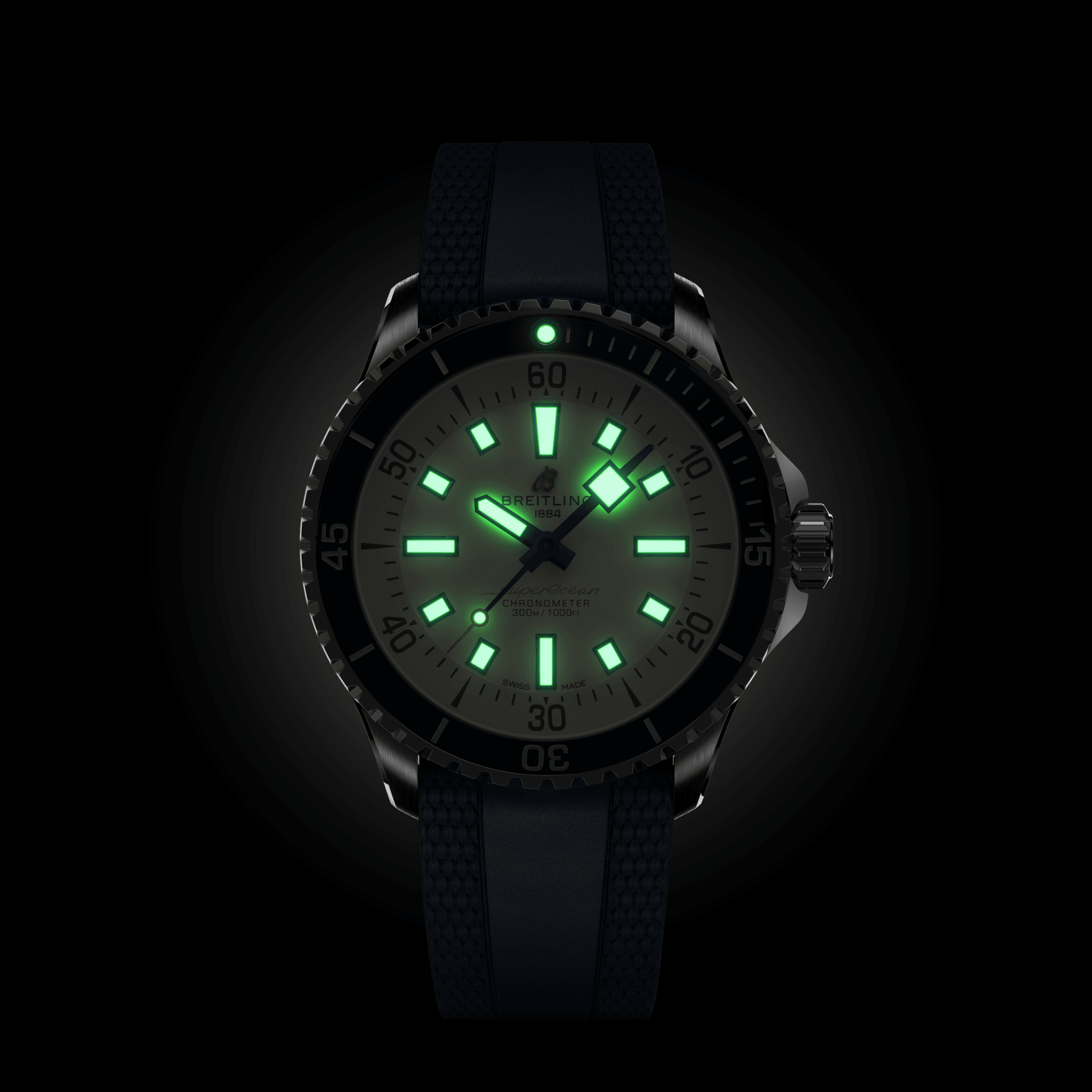 A17375E1G1S1 Breitling Superocean Automatic 42 vit gummiband 