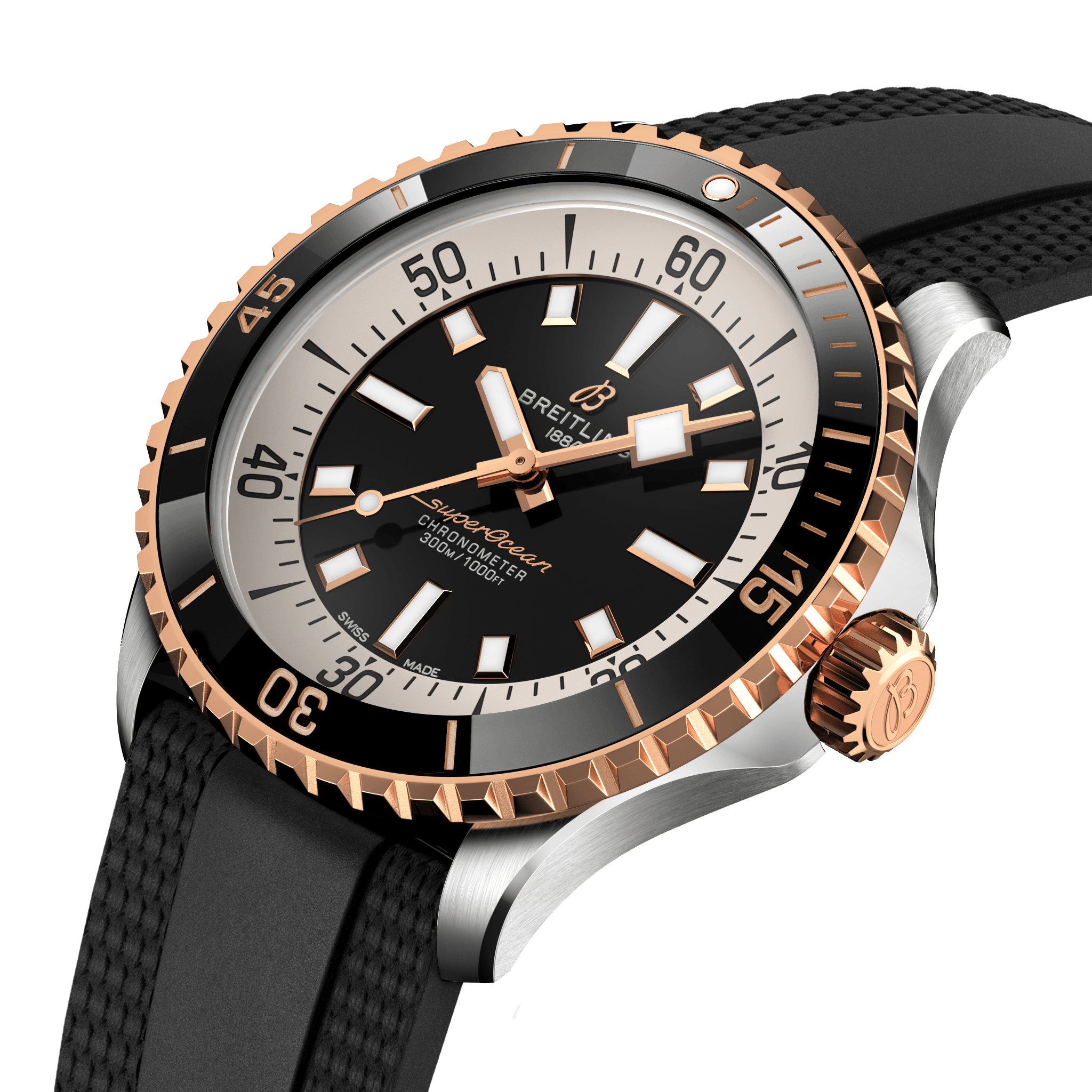 U17375211B1S1 Breitling Superocean Automatic 42 svart stål och 18 k roséguld