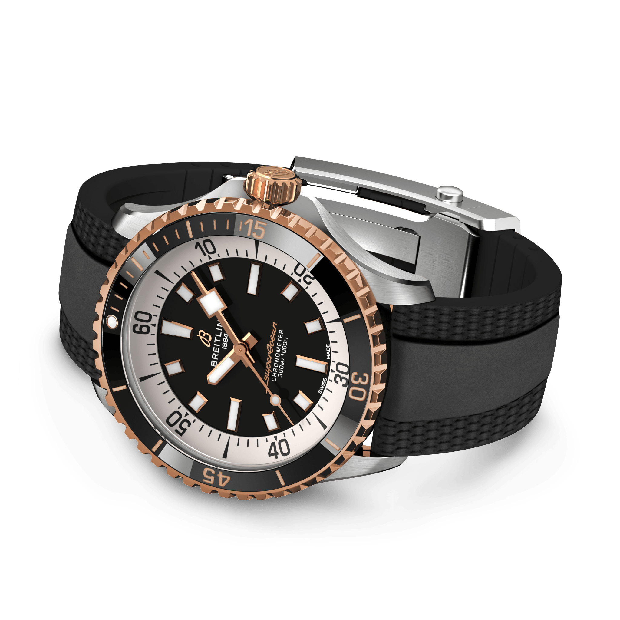 U17375211B1S1 Breitling Superocean Automatic 42 svart stål och 18 k roséguld