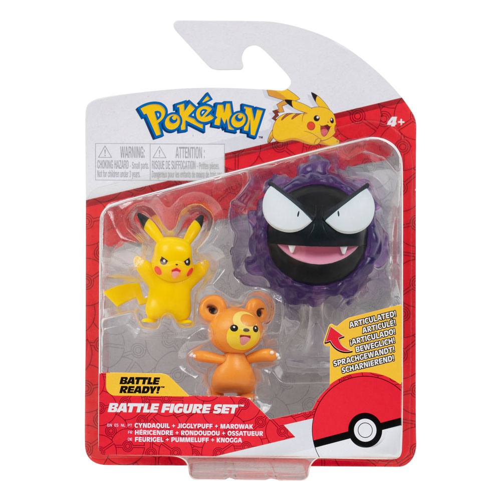 Pokemon Battle Figure 3-Pack Teddiursa, Pikachu #9, Gastly
