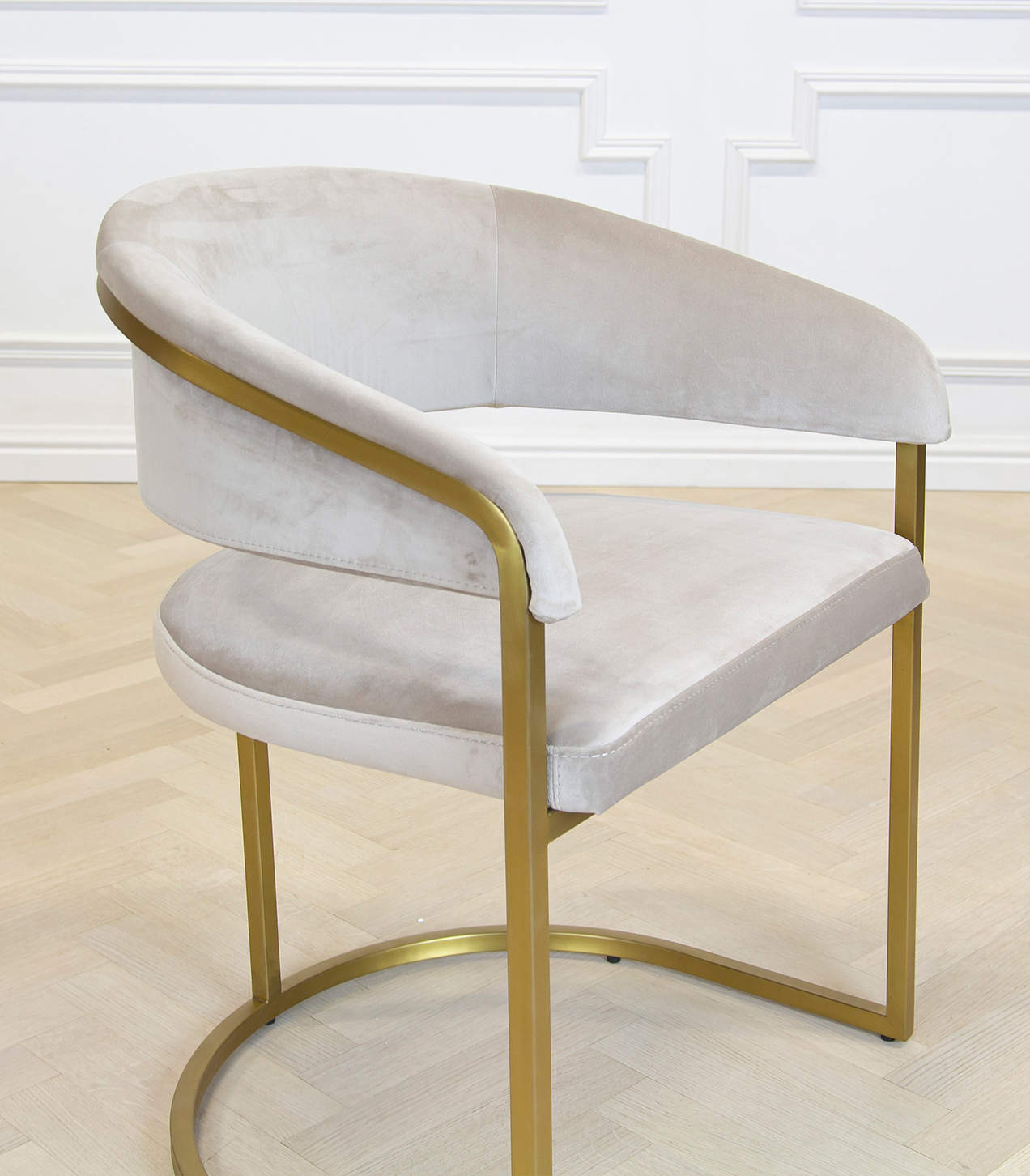 Chloé stol mattguld/beige sammet - 3