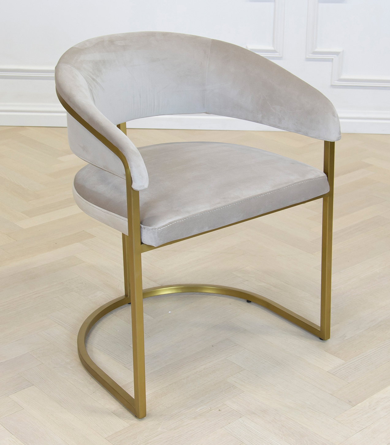 Chloé stol mattguld/beige sammet - 2