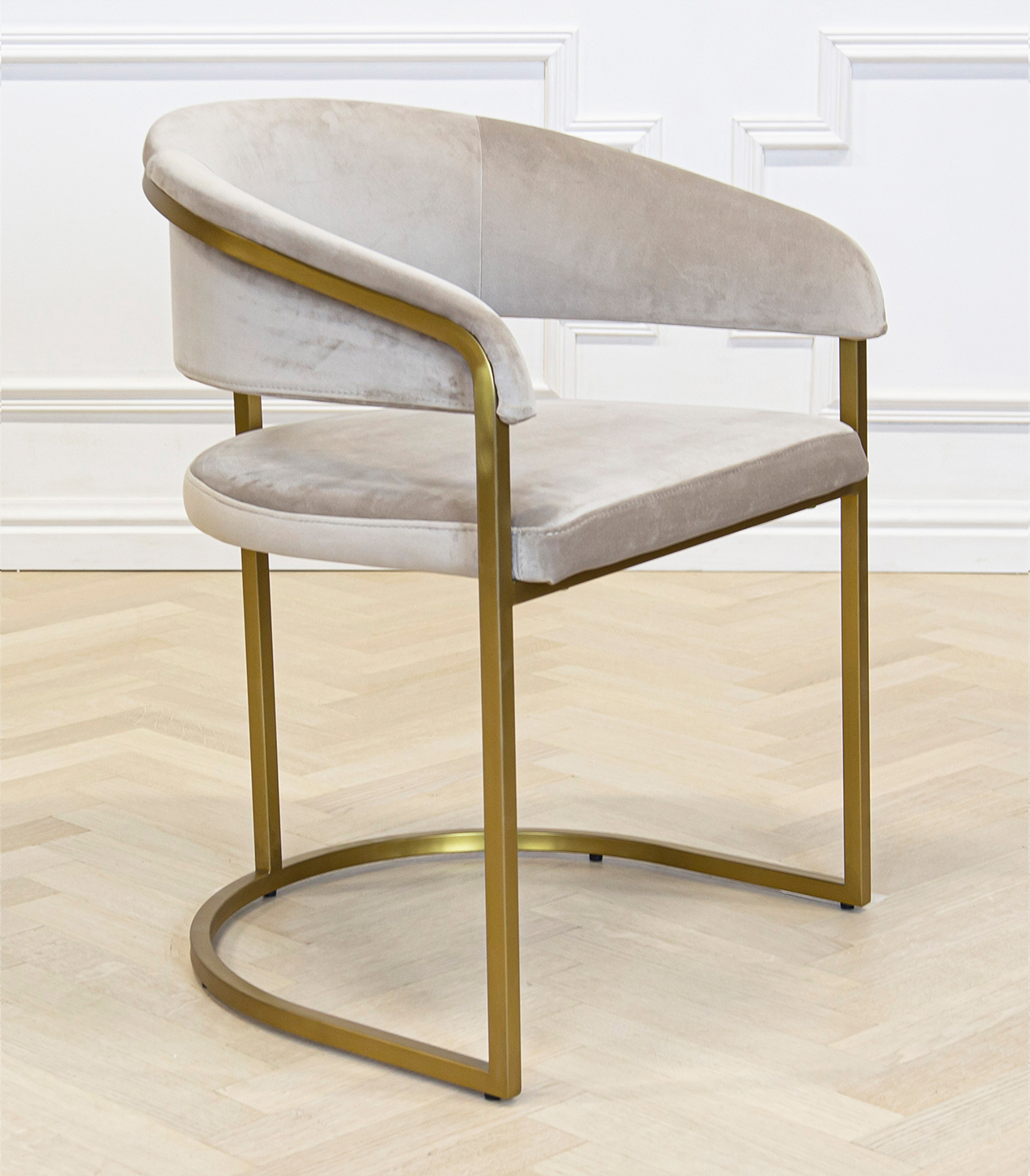 Chloé stol mattguld/beige sammet - 5