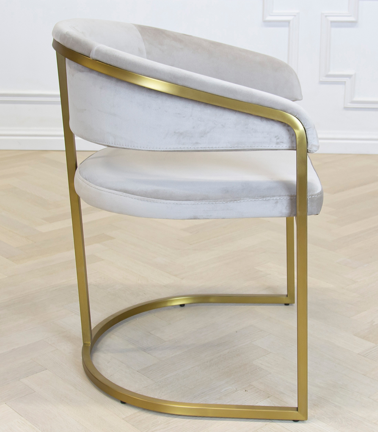 Chloé stol mattguld/beige sammet - 4