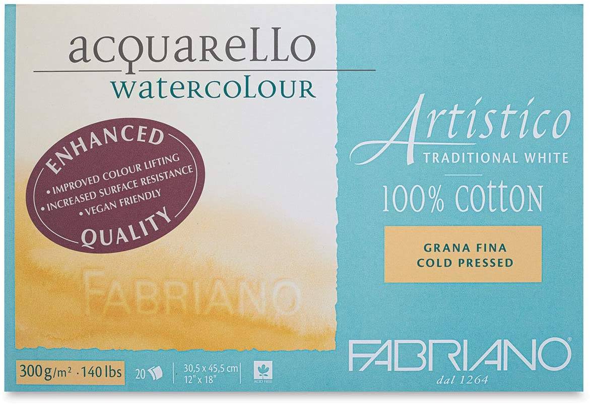 Fabriano Artistico Traditional Acquarello Cold Pressed 300g – 31x41 cm, 20 ark