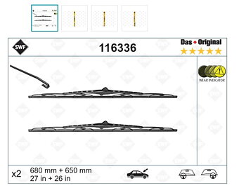 Torkarblad Set 680 + 650 mm Hake SWF