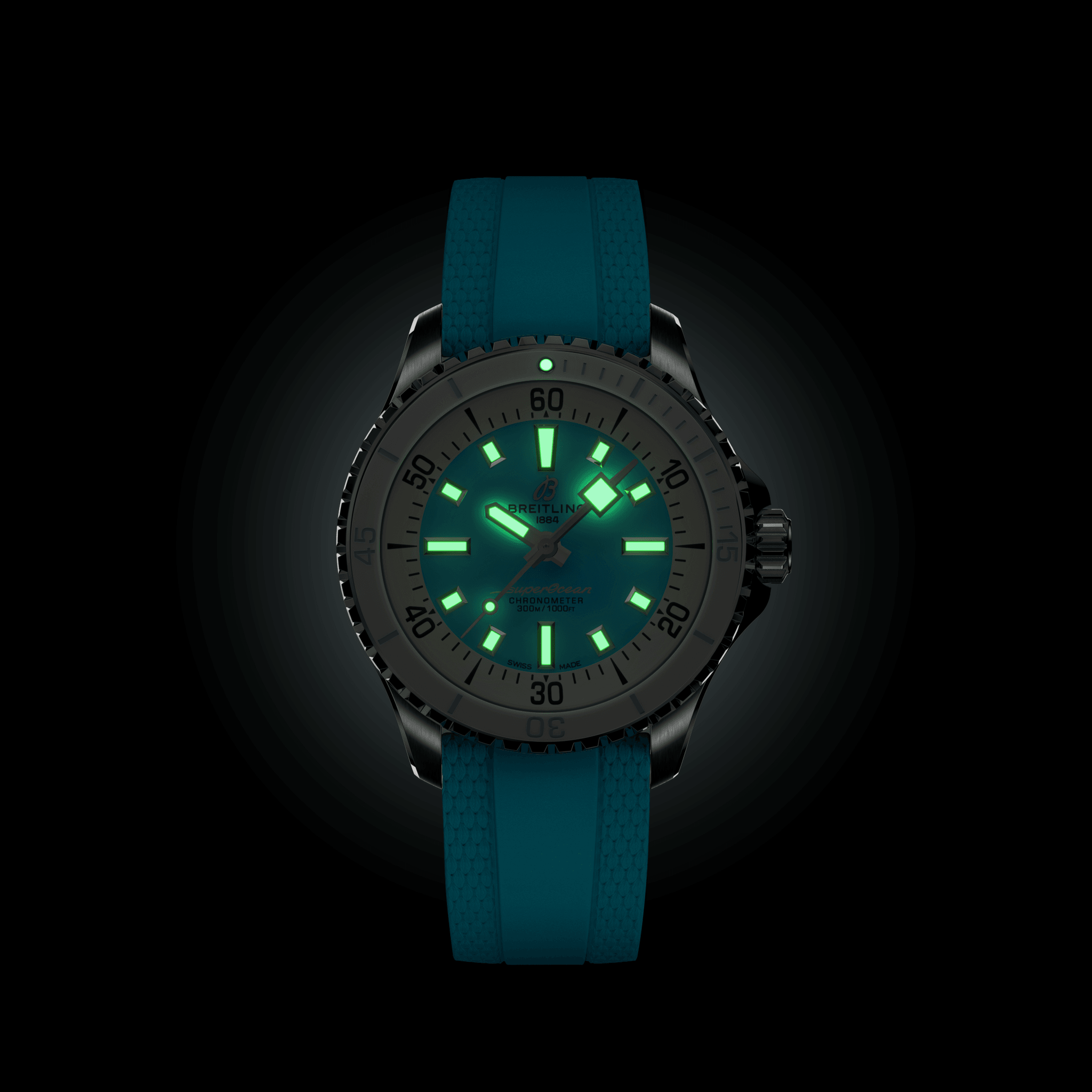 A17377211C1S1 Breitling Superocean Automatic 36 turkos gummiband