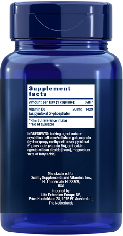 Life Extension Pyridoxal 5-Phosphate – Aktivt Vitamin B6 (150 kap) - 2