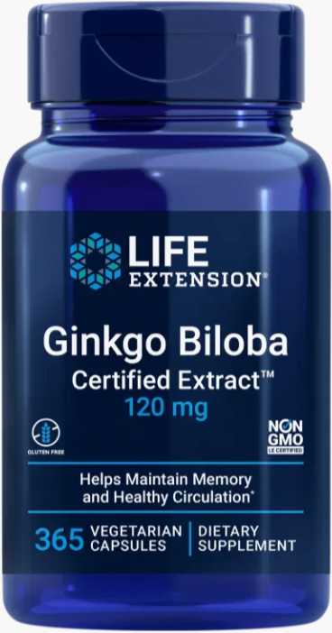 Life Extension Ginkgo Biloba 120 mg – Minne & Fokus (365 kapslar)
