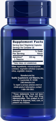 Life Extension L-Theanine 100 mg – Aminosyra för Lugn (60 kapslar) - 2