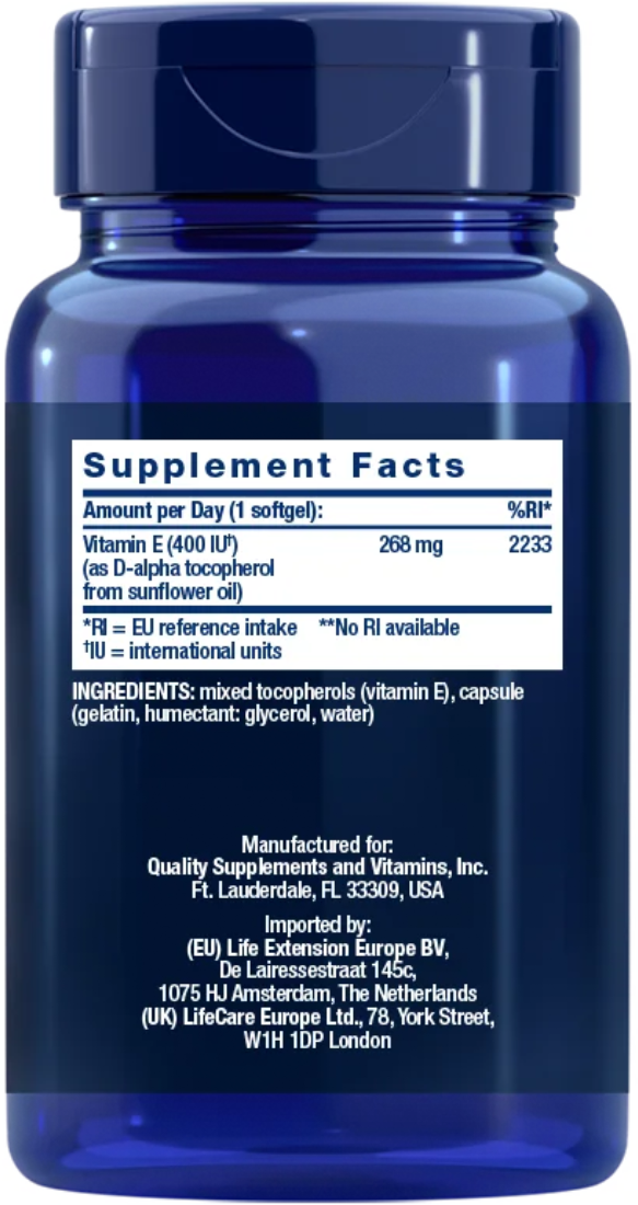 Life Extension Super Vitamin E 400 IE – Biotillgänglig Antioxidant - 2