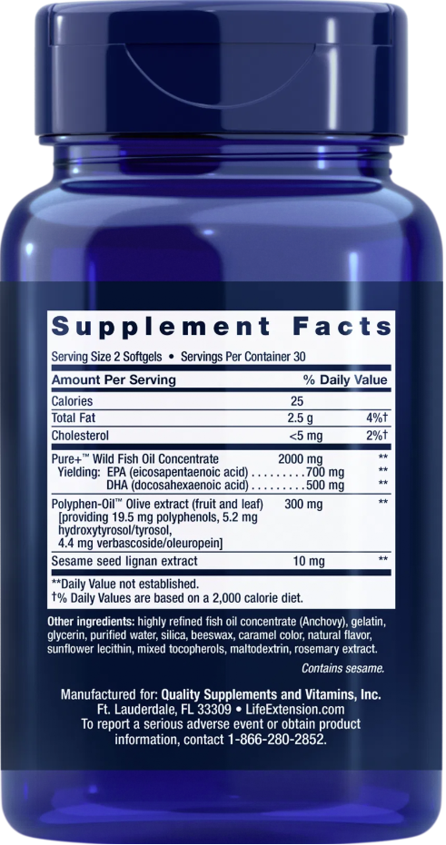 Life Extension Super Omega-3 EPA/DHA – Högkvalitativ Fiskolja  (60 softgels) - 2