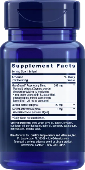 MacuGuard Ocular Support with Saffron and Astaxanthin, 60 softgels