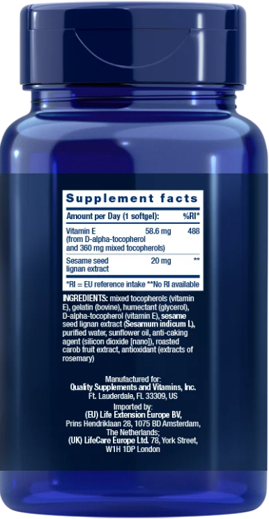 Life Extension Gamma E Mixed Tocopherols – Kraftfull Antioxidant - 2
